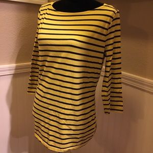 3/4 Sleeve Navy and Yellow Stripped Shirt